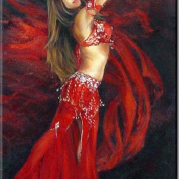 Malerei mit dem Titel "dancer in red skirt" von Pan Yongdong, Original-Kunstwerk