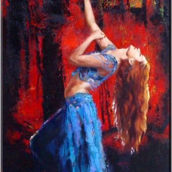 Malerei mit dem Titel "dancer in blue skirt" von Pan Yongdong, Original-Kunstwerk, Öl