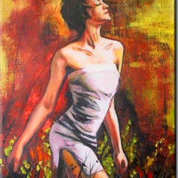 Pintura titulada "girl in field" por Pan Yongdong, Obra de arte original, Oleo