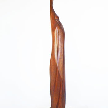 Sculpture titled "Amour Maternel" by Dhyaneswar Dausoa, Original Artwork, Wood