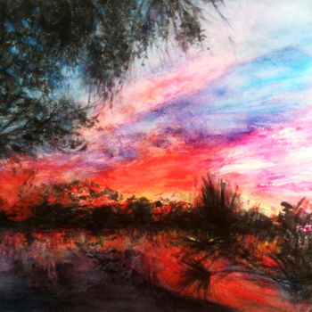 Peinture intitulée "color sky" par Di Hao, Œuvre d'art originale, Aquarelle