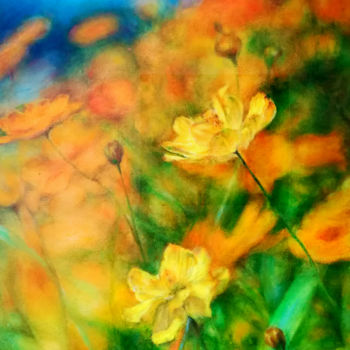 Schilderij getiteld "yellow flower" door Di Hao, Origineel Kunstwerk, Olie