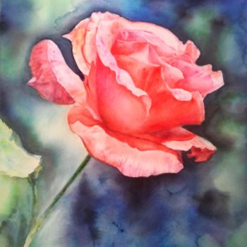 Painting titled "my  flowers" by Di Hao, Original Artwork, Watercolor