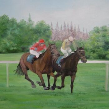 Painting titled "Corrida no Jockey" by Di Magalhães, Original Artwork