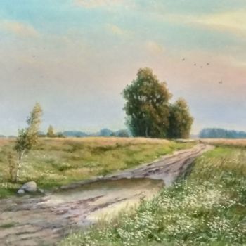 Картина под названием "Дорога в поле" - Дмитрий Юрченко, Подлинное произведение искусства, Масло