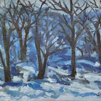 Painting titled "Winter Landscape" by Diaconu Stefan Ioan, Original Artwork, Oil