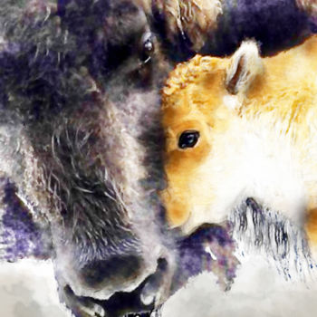 Digital Arts titled "Mother Buffalo" by Diahann Lopez-Cordova Lopez, Original Artwork, 2D Digital Work