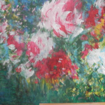 Pintura intitulada "fleurs de mon jardin" por Michele Diamant-Wawer, Obras de arte originais