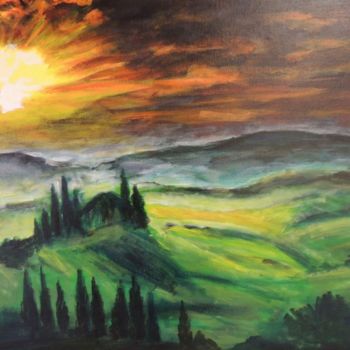 Peinture intitulée "coucher de soleil e…" par Michele Diamant-Wawer, Œuvre d'art originale