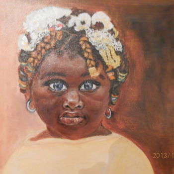 Pintura intitulada "PETITE AFRICAINE AU…" por Michele Diamant-Wawer, Obras de arte originais, Acrílico