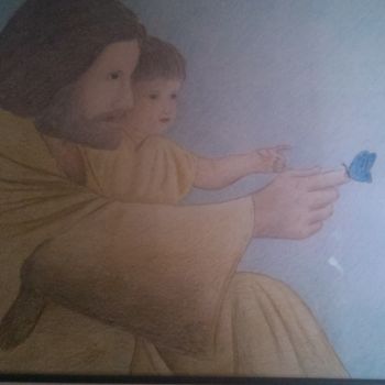 Dessin intitulée "Gesù" par Nordin, Œuvre d'art originale, Pastel