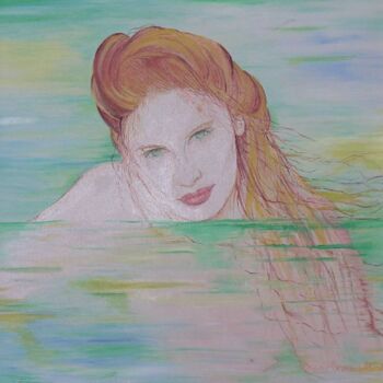Pittura intitolato "Adagiata sull'acqua" da Diana Carnevale, Opera d'arte originale