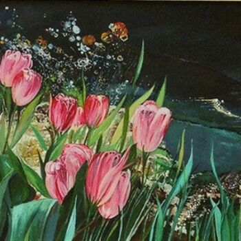 Malarstwo zatytułowany „Notturno sul lago” autorstwa Diana Carnevale, Oryginalna praca