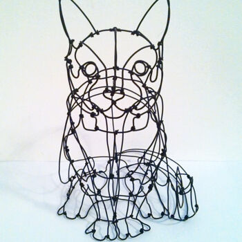 Sculpture intitulée "sculpture chat en f…" par Diana Delaplace, Œuvre d'art originale, Fil de fer