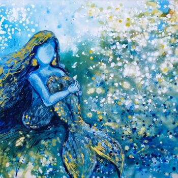 "Sea Blue Abstract G…" başlıklı Tablo Diana Dimova - Traxi tarafından, Orijinal sanat, Akrilik