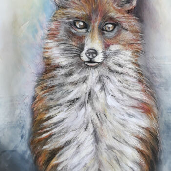Malerei mit dem Titel "The sacred fox" von Diana Editoiu, Original-Kunstwerk, Aquarell
