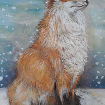 Malerei mit dem Titel "The red fox and the…" von Diana Editoiu, Original-Kunstwerk, Aquarell