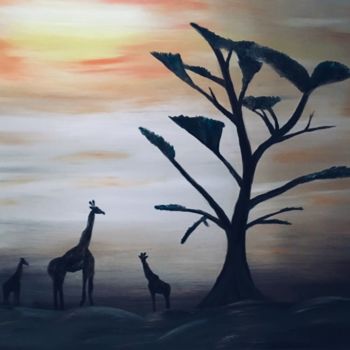 Painting titled "Girafes" by Diana Fonseca, Original Artwork