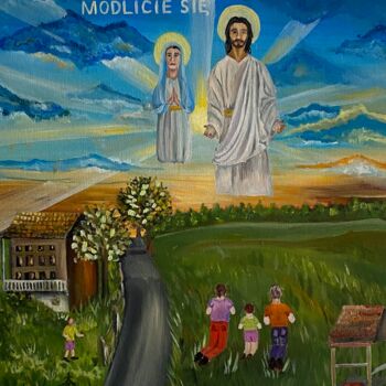 Painting titled "Modlicie się" by Diana Kasiian, Original Artwork, Oil