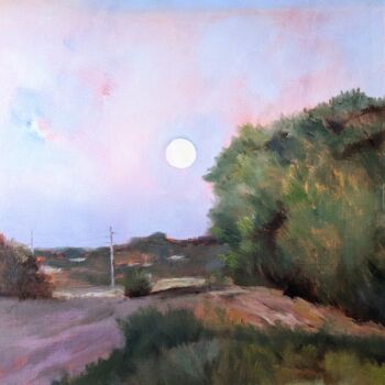 Painting titled "Vollmond Liebe" by Diana Knepper, Original Artwork, Oil Mounted on Wood Stretcher frame