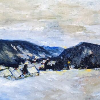 Painting titled "Oberstdorf Bayern i…" by Diana Knepper, Original Artwork, Oil Mounted on Wood Stretcher frame