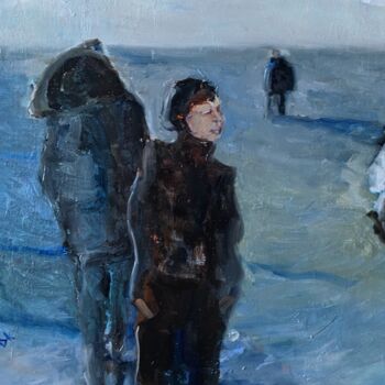 Painting titled "Spaziergang am Nord…" by Diana Knepper, Original Artwork, Oil Mounted on Wood Panel