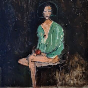 Pittura intitolato "Porträt einer Frau…" da Diana Knepper, Opera d'arte originale, Olio Montato su Cartone