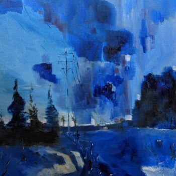 Картина под названием "Der Marsch der blau…" - Diana Knepper, Подлинное произведение искусства, Масло Установлен на картон