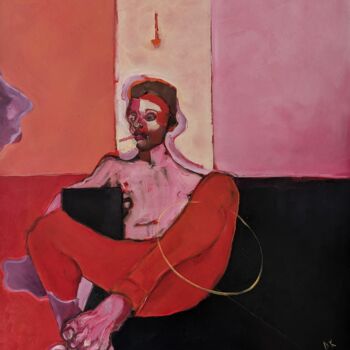 Картина под названием "Der Mann im Spiegel" - Diana Knepper, Подлинное произведение искусства, Масло Установлен на Деревянна…