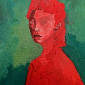 "Gedanken in Rot-Grün" başlıklı Tablo Diana Knepper tarafından, Orijinal sanat, Petrol