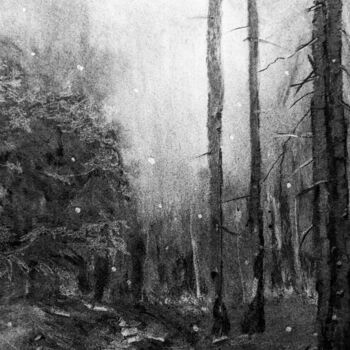 Drawing titled "Der Weg durch Wald…" by Diana Knepper, Original Artwork, Charcoal