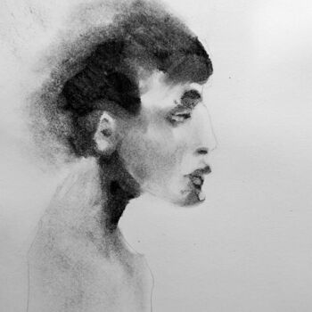 Drawing titled "Studie mit Kohle" by Diana Knepper, Original Artwork, Charcoal