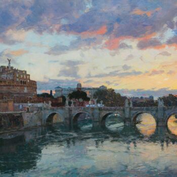 Картина под названием "Римский закат" - Диана Коробкина, Подлинное произведение искусства, Масло
