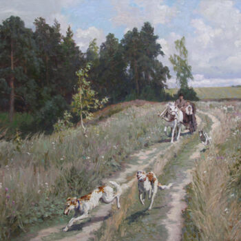 Картина под названием "Русское поле" - Диана Коробкина, Подлинное произведение искусства, Масло