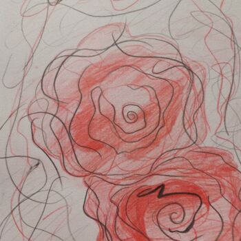 Drawing titled "Beautiful red" by Diana Korolko, Original Artwork, Conté
