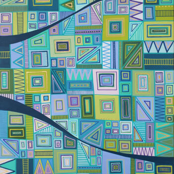 Картина под названием "Feeling blue" - Diana Large, Подлинное произведение искусства, Акрил Установлен на Деревянная рама дл…