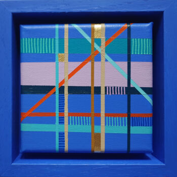 Painting titled "Blue connection" by Diana Large, Original Artwork, Acrylic Mounted on Wood Stretcher frame