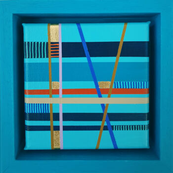 Painting titled "Turquoise connection" by Diana Large, Original Artwork, Acrylic Mounted on Wood Stretcher frame