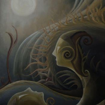 Painting titled "Between Two Worlds" by Diana Loura Zaidan, Original Artwork, Oil