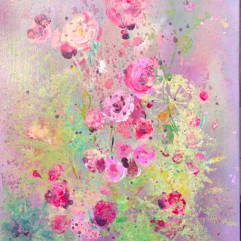 Painting titled "ROSES OF EDEN PINK…" by Diana Mazjane, Original Artwork, Acrylic