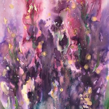 Ζωγραφική με τίτλο "Pink Gladiolus" από Diana Mazjane, Αυθεντικά έργα τέχνης, Ακουαρέλα