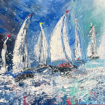 Картина под названием "Sail regatta" - Diana Mazjane, Подлинное произведение искусства, Масло