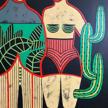 Pintura titulada "Saguaro amor" por Diana Rosa, Obra de arte original, Acrílico Montado en Bastidor de camilla de madera