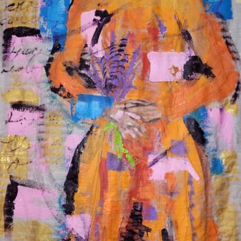 Peinture intitulée "Девушка в лаптях" par Diana Shunevich, Œuvre d'art originale, Acrylique