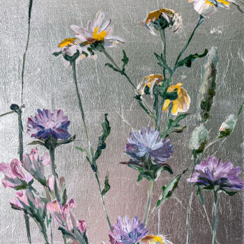 Painting titled "Wild flowers with s…" by Diana Timchenko, Original Artwork, Oil Mounted on Wood Stretcher frame