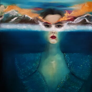Painting titled "Гламур" by Diana Tlekova, Original Artwork, Oil Mounted on Wood Stretcher frame