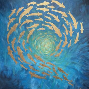 Painting titled "Goldfish" by Diana Virgo, Original Artwork, Acrylic