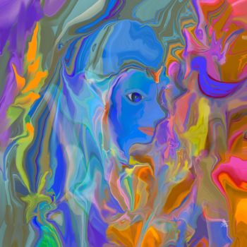 Digitale Kunst getiteld "Blue Bird #ArtistSu…" door Diana Coatu, Origineel Kunstwerk, Digitaal Schilderwerk