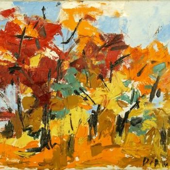 Painting titled "Golden Autumn" by Diana Kmit, Original Artwork, Oil