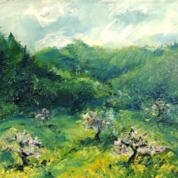 Painting titled "Wild gardens" by Diana Kmit, Original Artwork, Oil